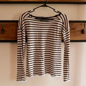 LOFT Striped Boatneck Long Sleeve Tee XS